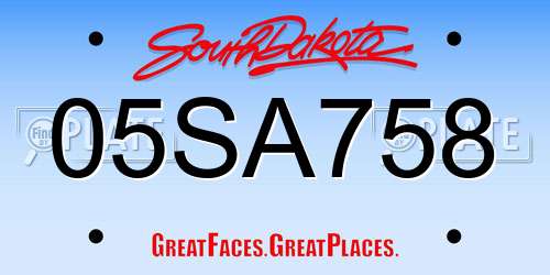 05SA758 South Dakota License Plate