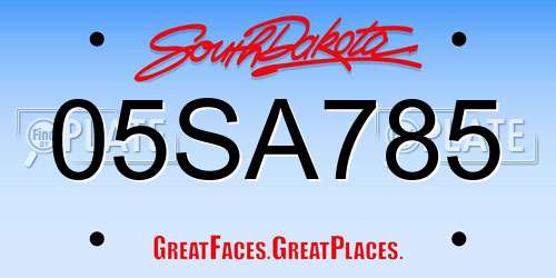 05SA785 South Dakota License Plate