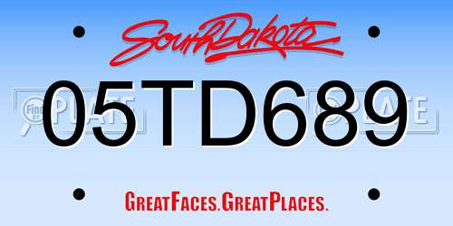 05TD689 South Dakota License Plate