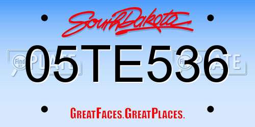 05TE536 South Dakota License Plate
