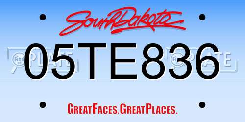 05TE836 South Dakota License Plate