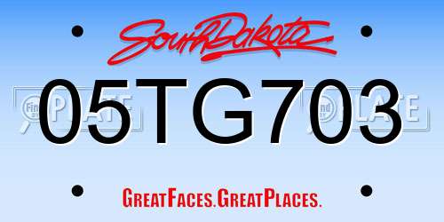 05TG703 South Dakota License Plate