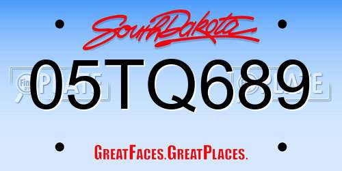05TQ689 South Dakota License Plate