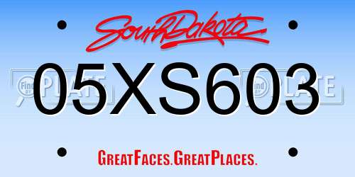 05XS603 South Dakota License Plate