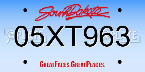 05XT963 South Dakota License Plate