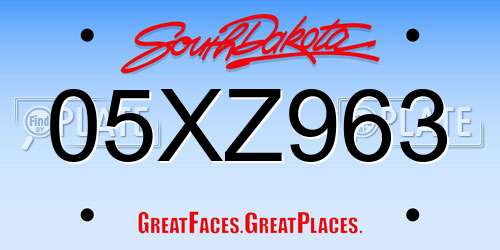 05XZ963 South Dakota License Plate