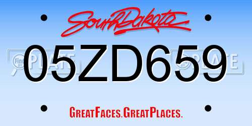 05ZD659 South Dakota License Plate