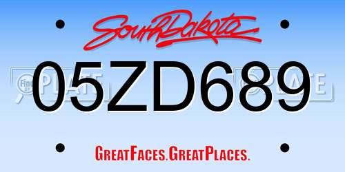 05ZD689 South Dakota License Plate