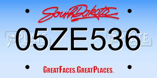 05ZE536 South Dakota License Plate