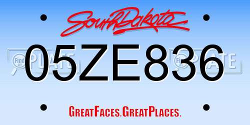 05ZE836 South Dakota License Plate