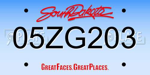 05ZG203 South Dakota License Plate