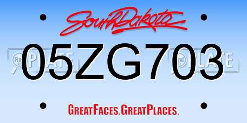 05ZG703 South Dakota License Plate