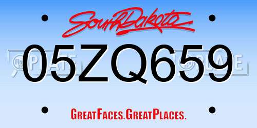 05ZQ659 South Dakota License Plate