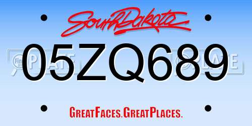 05ZQ689 South Dakota License Plate