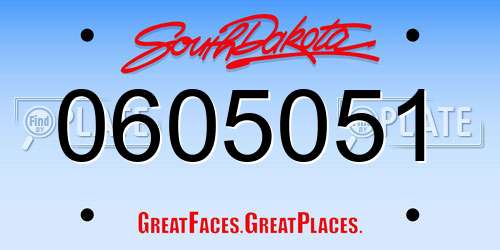0605051 South Dakota License Plate