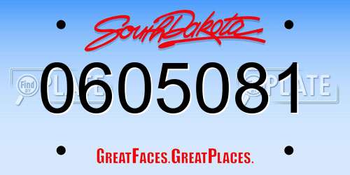 0605081 South Dakota License Plate