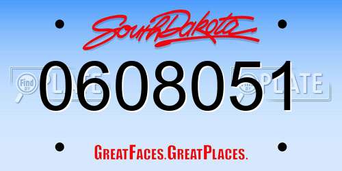 0608051 South Dakota License Plate