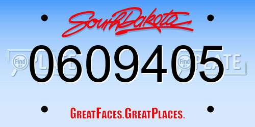 0609405 South Dakota License Plate