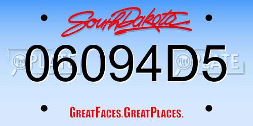 06094D5 South Dakota License Plate
