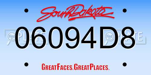 06094D8 South Dakota License Plate