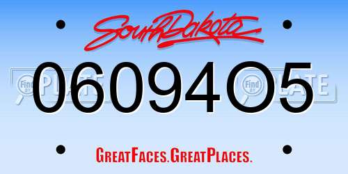 06094O5 South Dakota License Plate