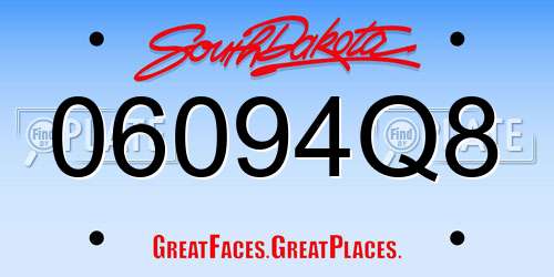 06094Q8 South Dakota License Plate