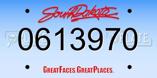 0613970 South Dakota License Plate