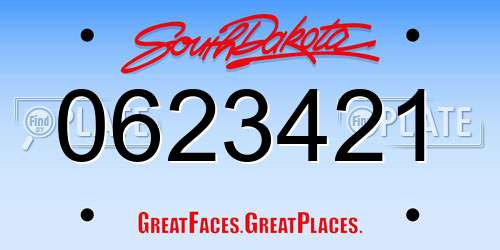 0623421 South Dakota License Plate