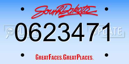 0623471 South Dakota License Plate