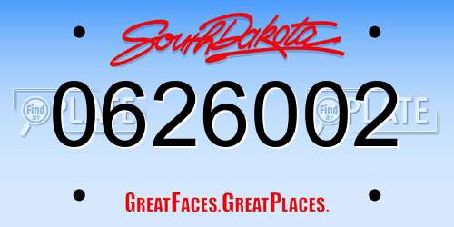 0626002 South Dakota License Plate