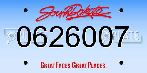 0626007 South Dakota License Plate
