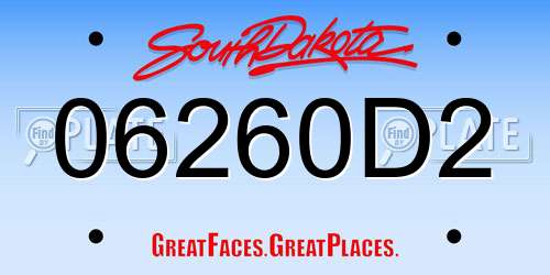 06260D2 South Dakota License Plate