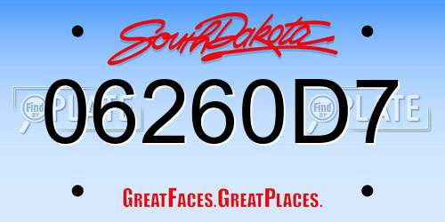 06260D7 South Dakota License Plate