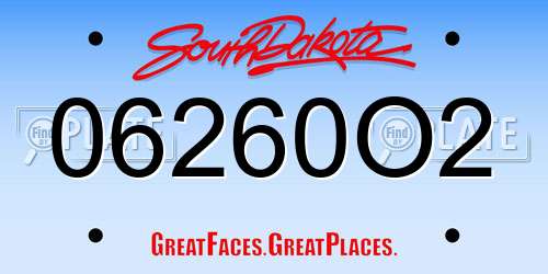 06260O2 South Dakota License Plate