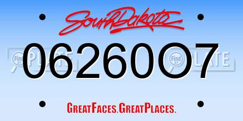 06260O7 South Dakota License Plate