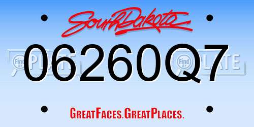 06260Q7 South Dakota License Plate