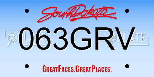 063GRV South Dakota License Plate
