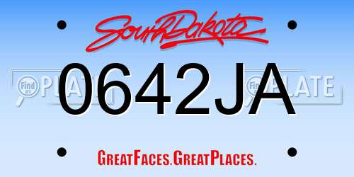 0642JA South Dakota License Plate