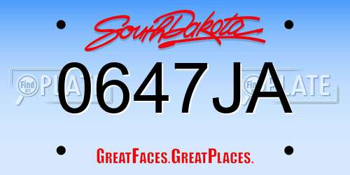 0647JA South Dakota License Plate