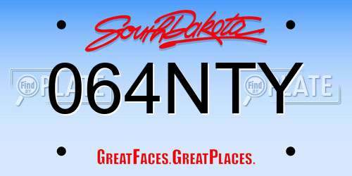 064NTY South Dakota License Plate