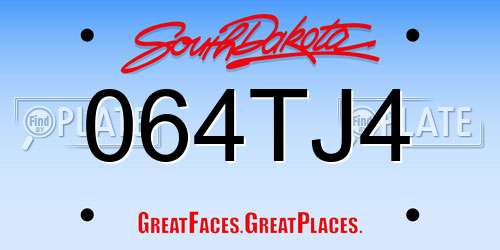 064TJ4 South Dakota License Plate