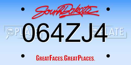 064ZJ4 South Dakota License Plate