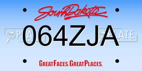 064ZJA South Dakota License Plate