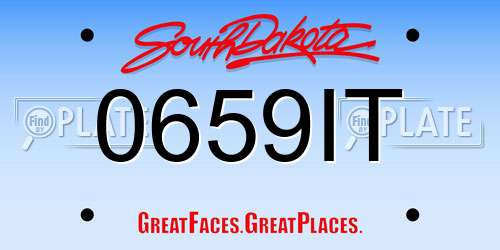 0659IT South Dakota License Plate
