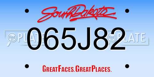 065J82 South Dakota License Plate