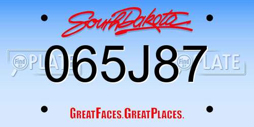 065J87 South Dakota License Plate