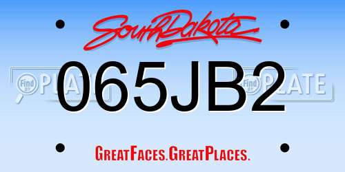 065JB2 South Dakota License Plate