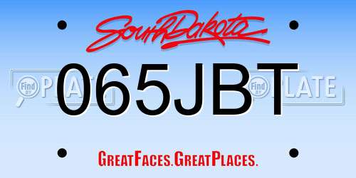 065JBT South Dakota License Plate