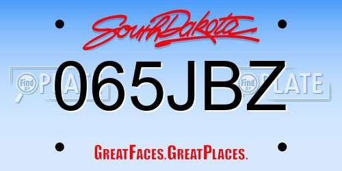 065JBZ South Dakota License Plate