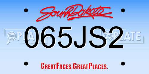065JS2 South Dakota License Plate